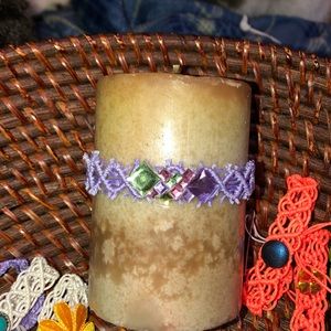 Candle decor lace wreath adjustable crystal NEW